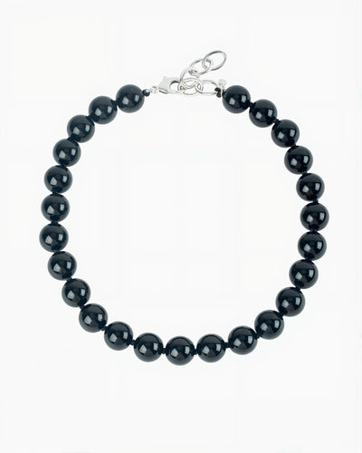 GEMSTONE BEAD NECKLACE-Black Agate
