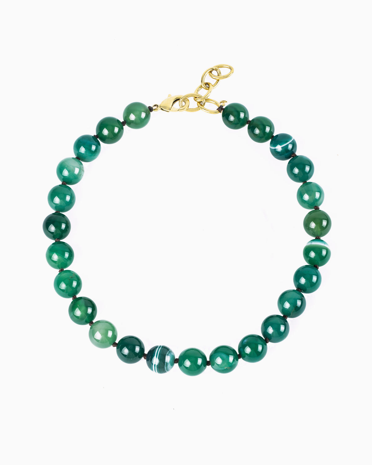 GEMSTONE BEAD NECKLACE-Green Agate