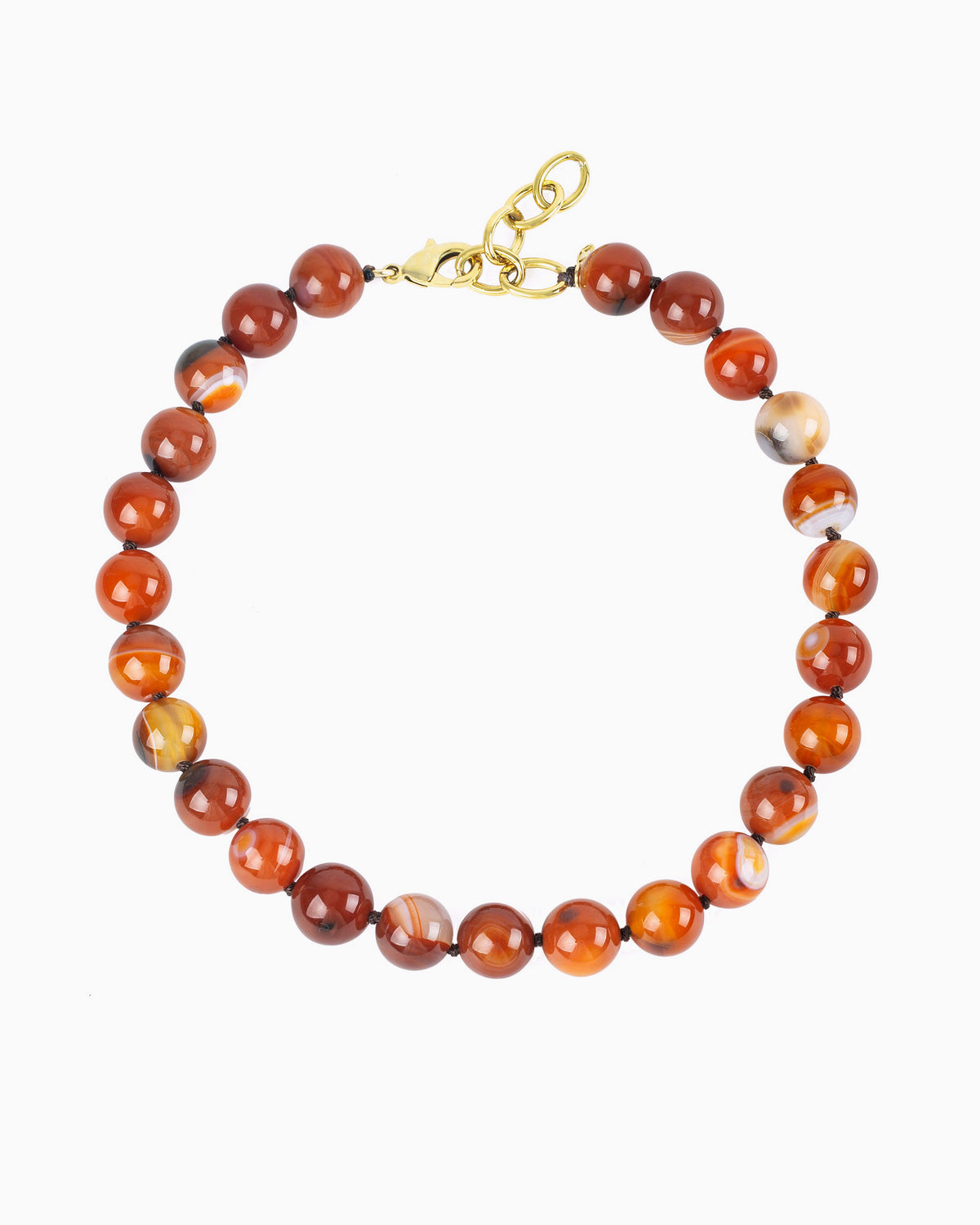 GEMSTONE BEAD NECKLACE-Red Agate