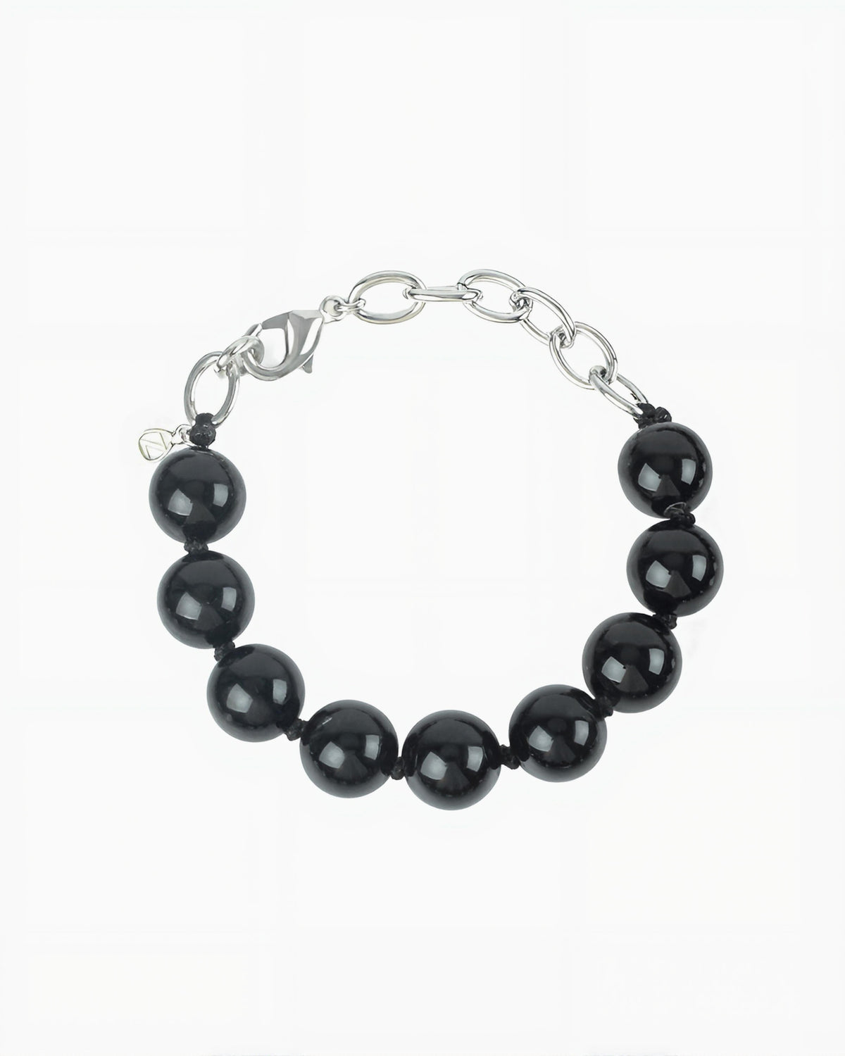 GEMSTONE BEAD BRACELET-Black Agate