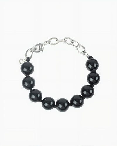 GEMSTONE BEAD BRACELET-Black Agate