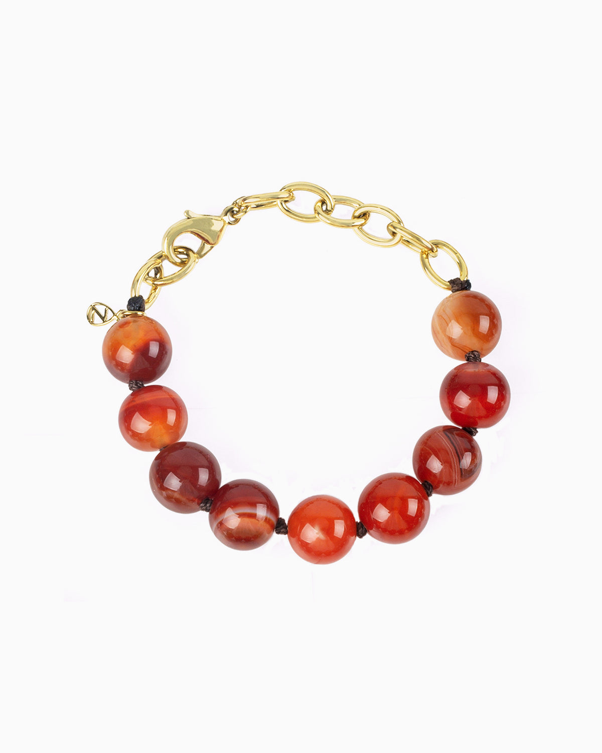 GEMSTONE BEAD BRACELET-Red Agate