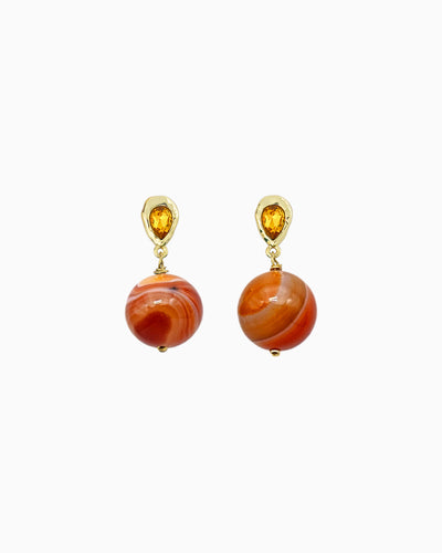GEMSTONE DROP EARRINGS-Red Agate
