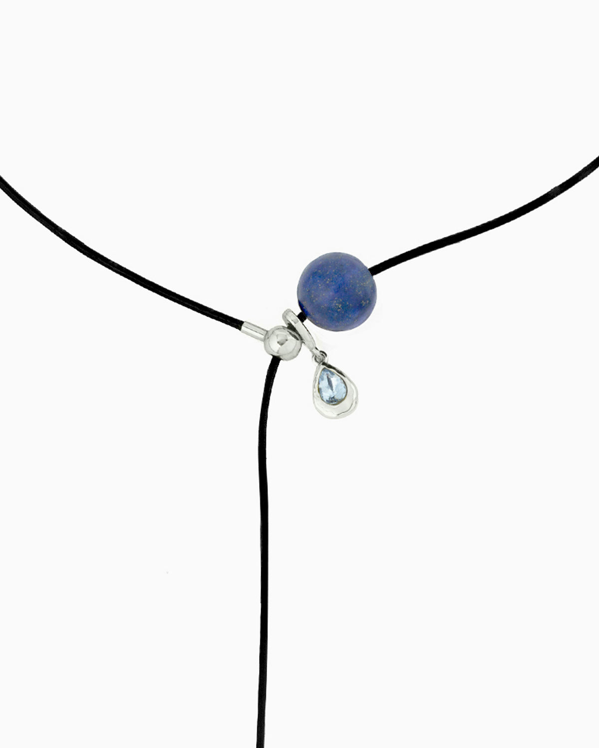 GEMSTONE CORD LARIAT NECKLACE-Lapis Lazuli