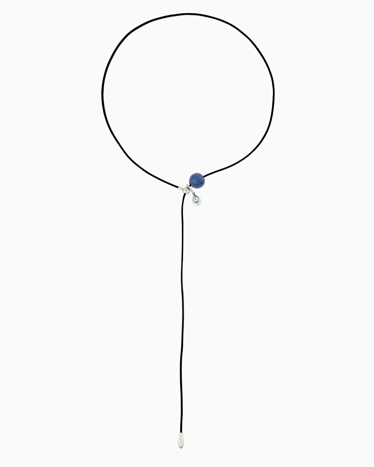 GEMSTONE CORD LARIAT NECKLACE-Lapis Lazuli
