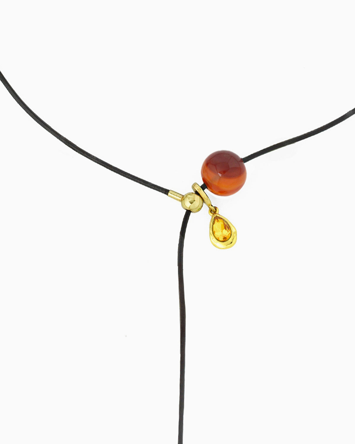 GEMSTONE CORD LARIAT NECKLACE-Red Agate