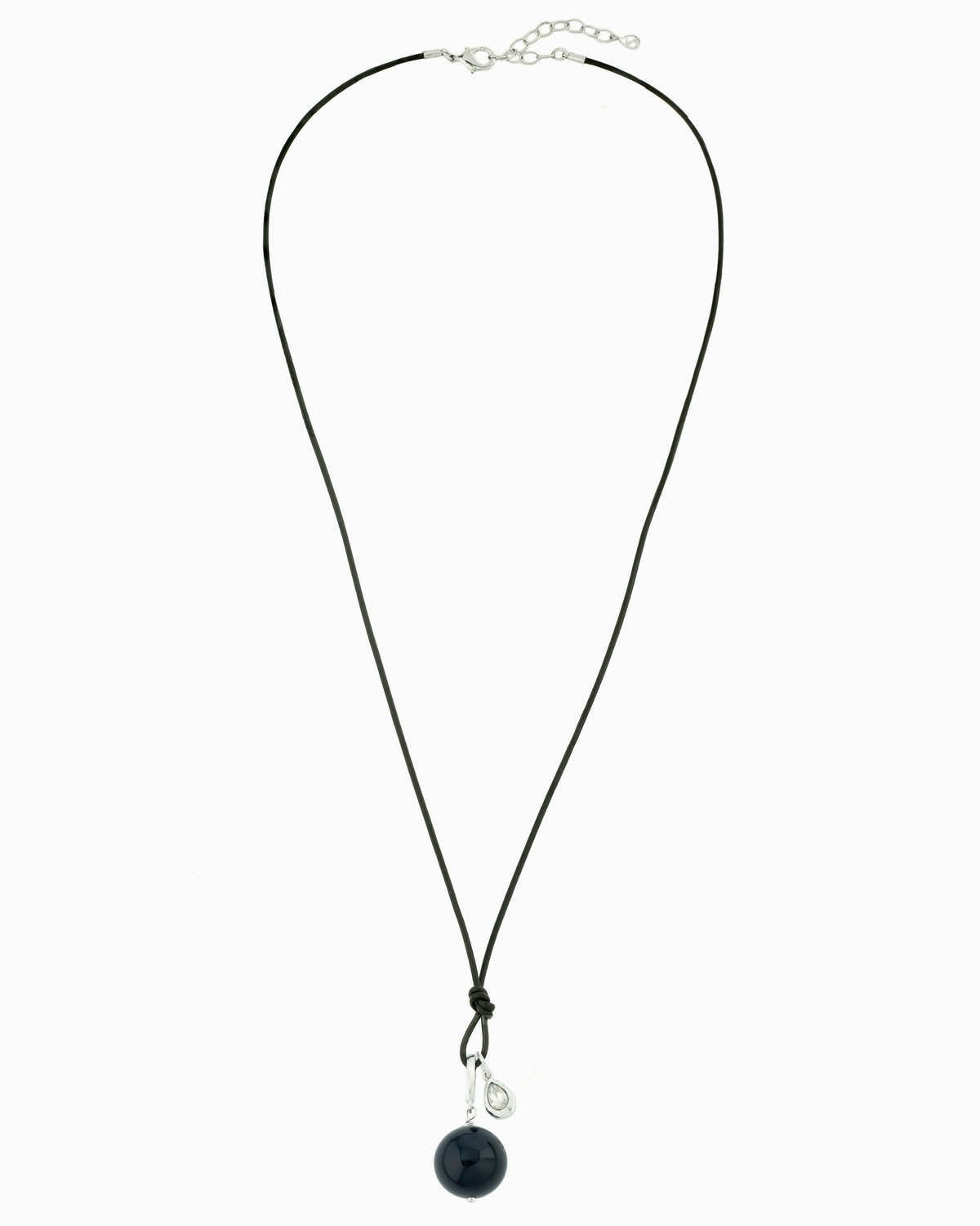 GEMSTONE CHARM CORD NECKLACE-Black Agate