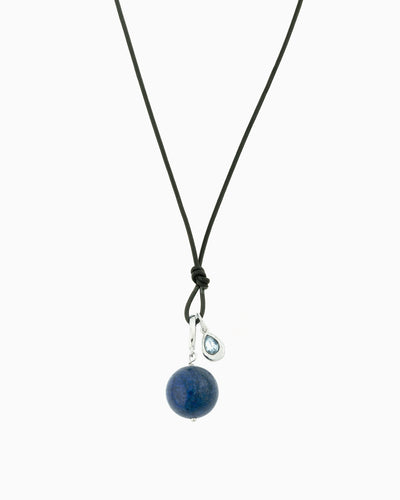 GEMSTONE CHARM CORD NECKLACE-Lapis Lazuli
