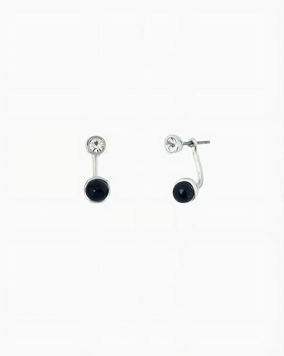 GEMSTONE JACKET EARRINGS-Black Agate