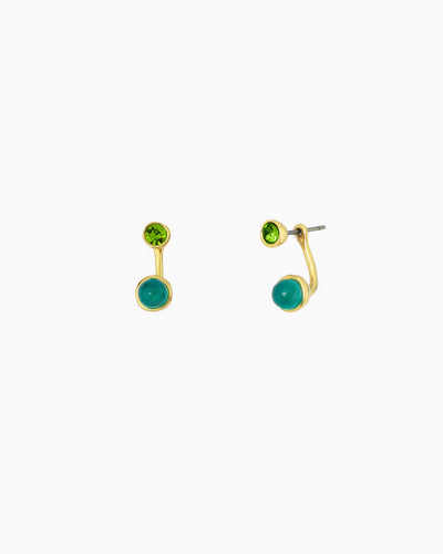 GEMSTONE JACKET EARRINGS-Green Agate