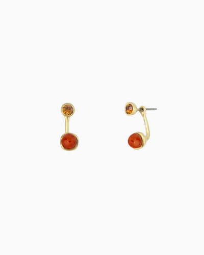 GEMSTONE JACKET EARRINGS-Red Agate