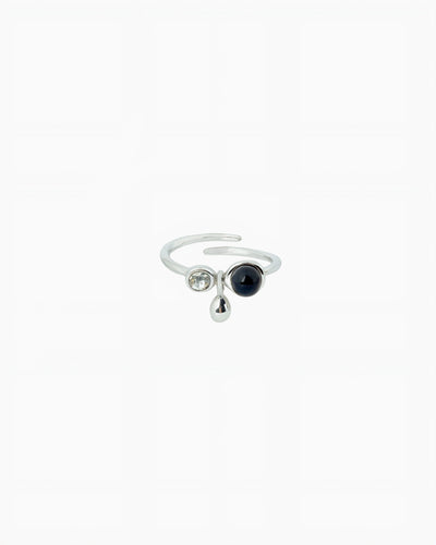 GEMSTONE CHARM RING-Black Agate