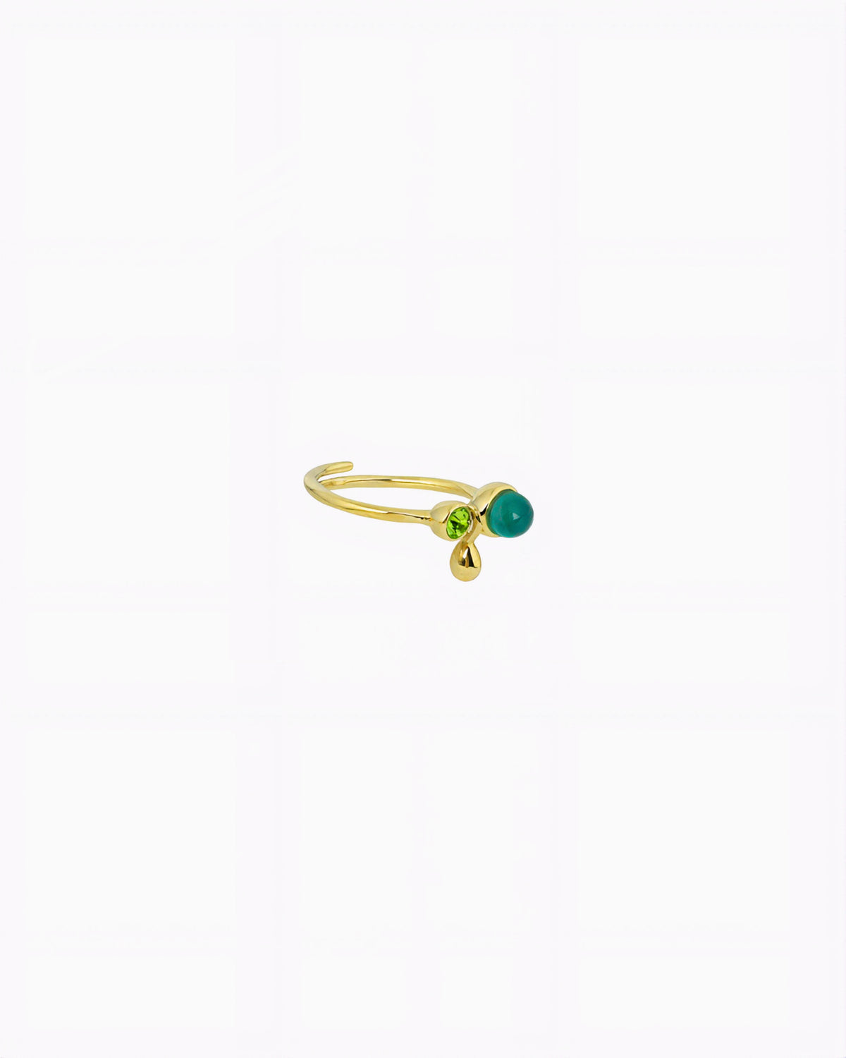 GEMSTONE CHARM RING-Green Agate