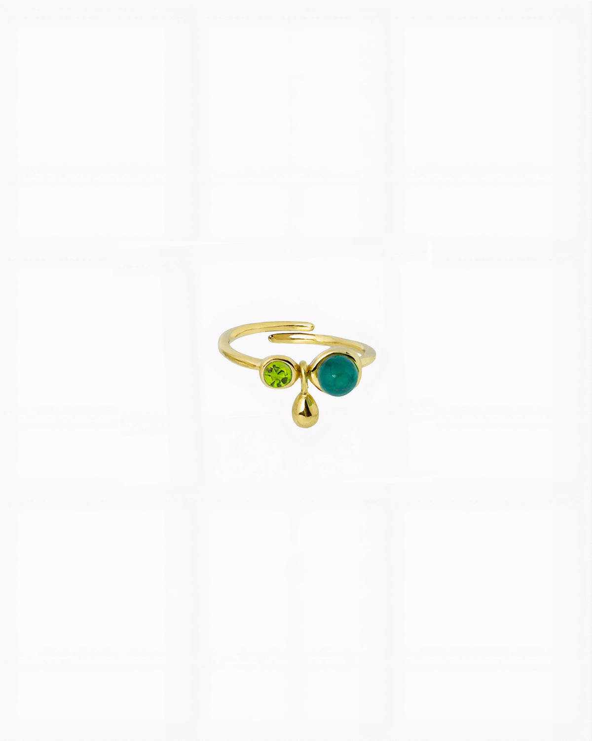 GEMSTONE CHARM RING-Green Agate