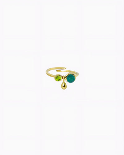 GEMSTONE CHARM RING-Green Agate