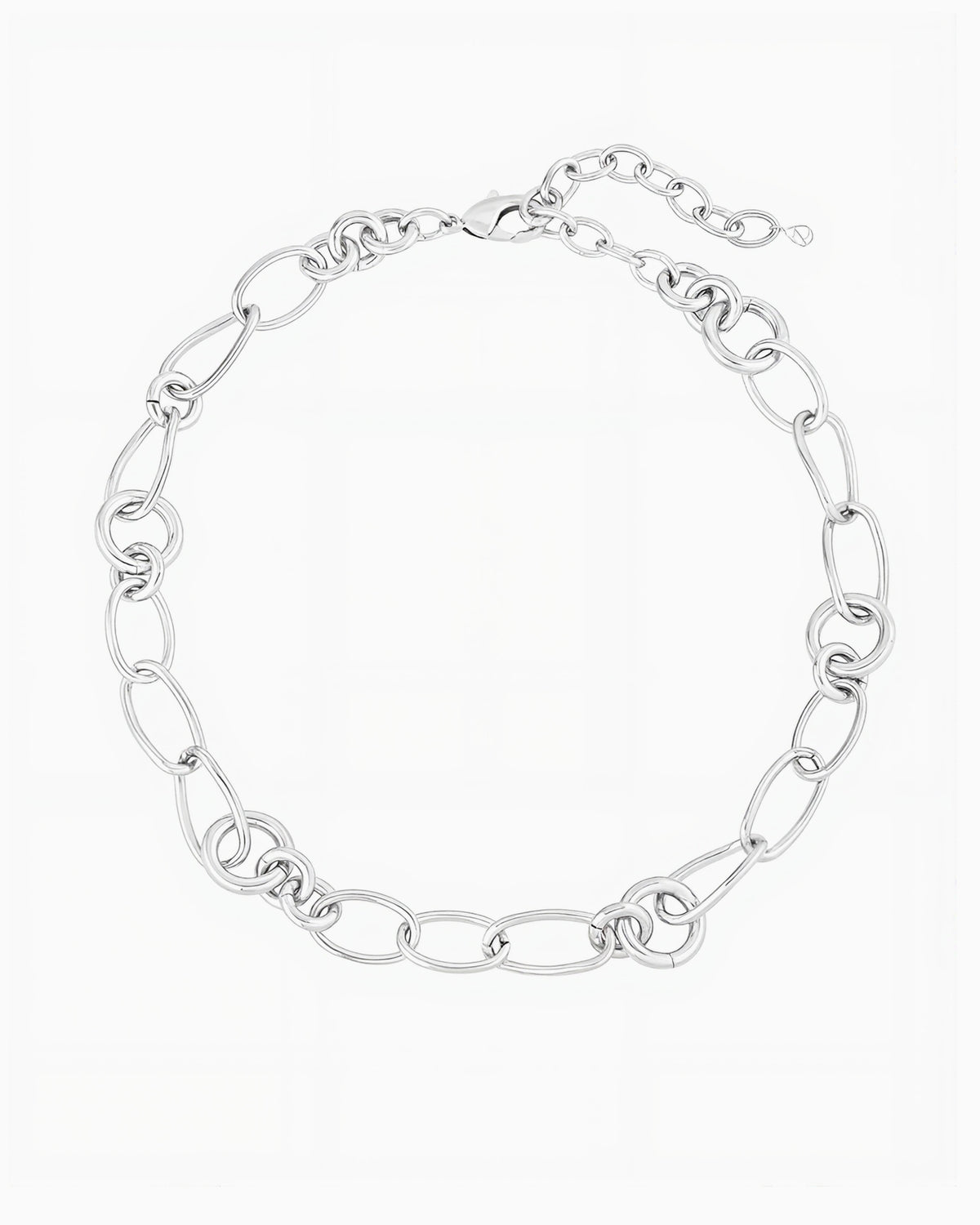 MIXED LINK CHAIN NECKLACE-Platinum