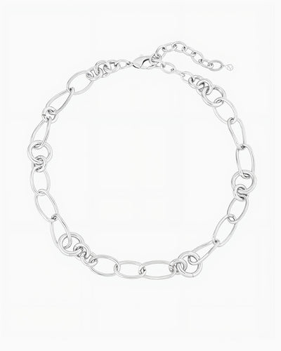 MIXED LINK CHAIN NECKLACE-Platinum