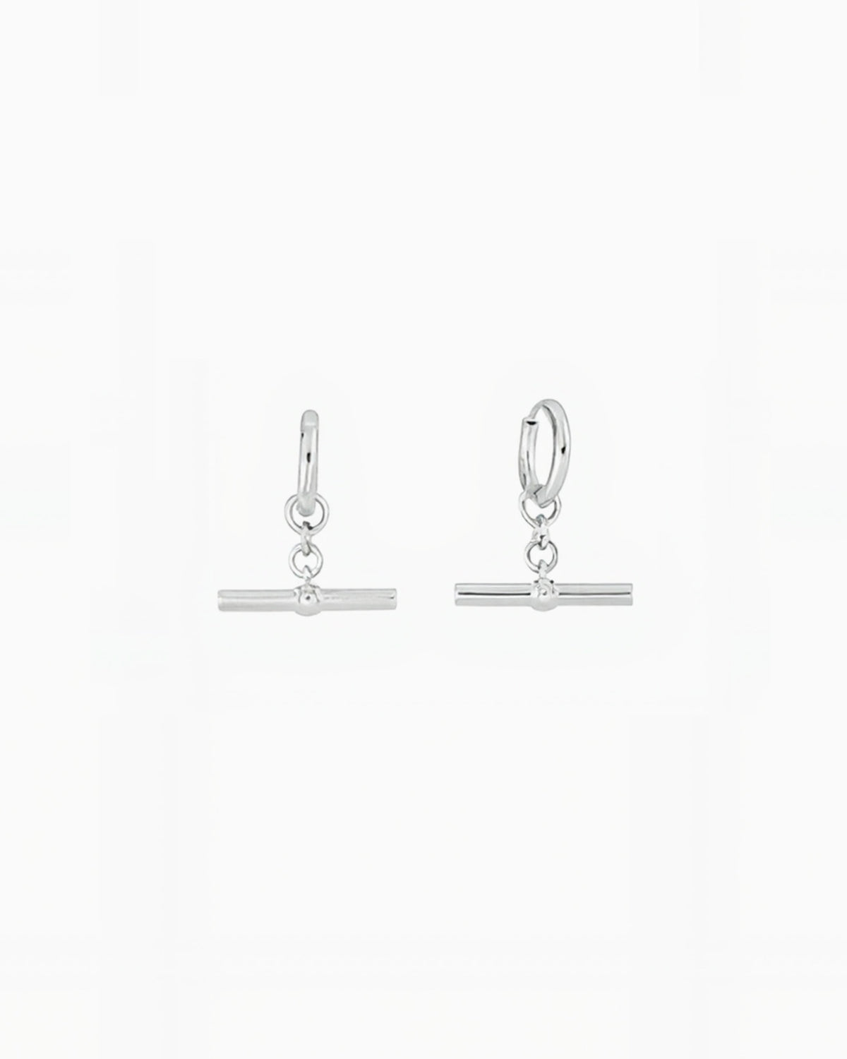 T BAR HUGGIE EARRINGS-Platinum