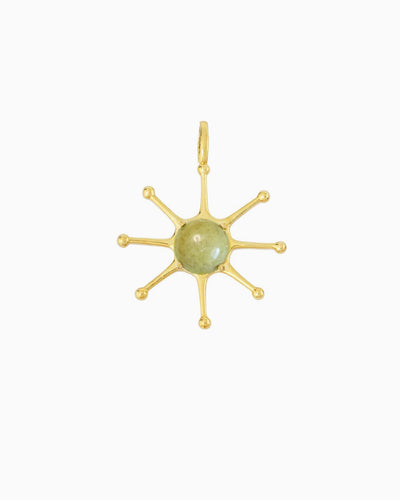GEMSTONE SUN CLIP-ON CHARM-Olive Jade