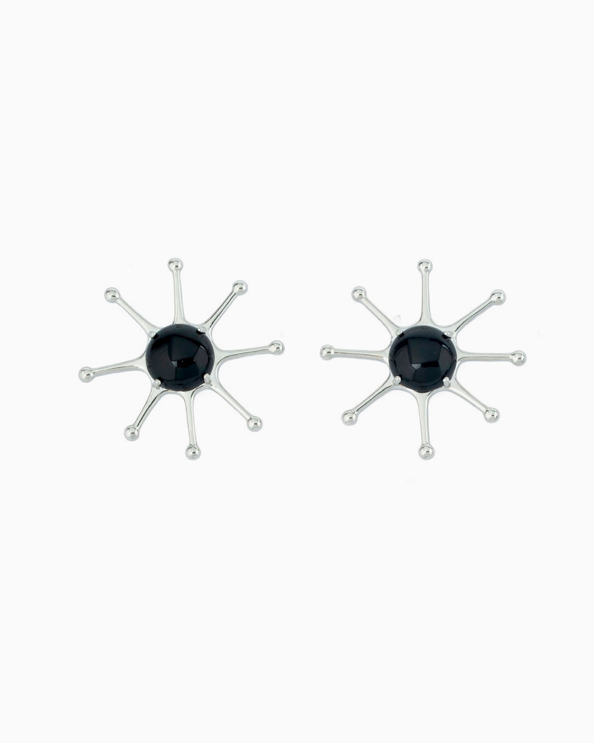 GEMSTONE SUN EARRINGS-Black Agate