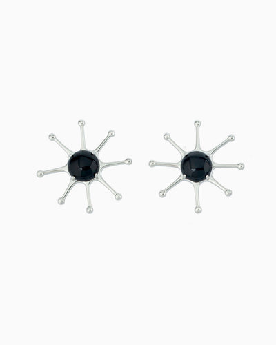 GEMSTONE SUN EARRINGS-Black Agate