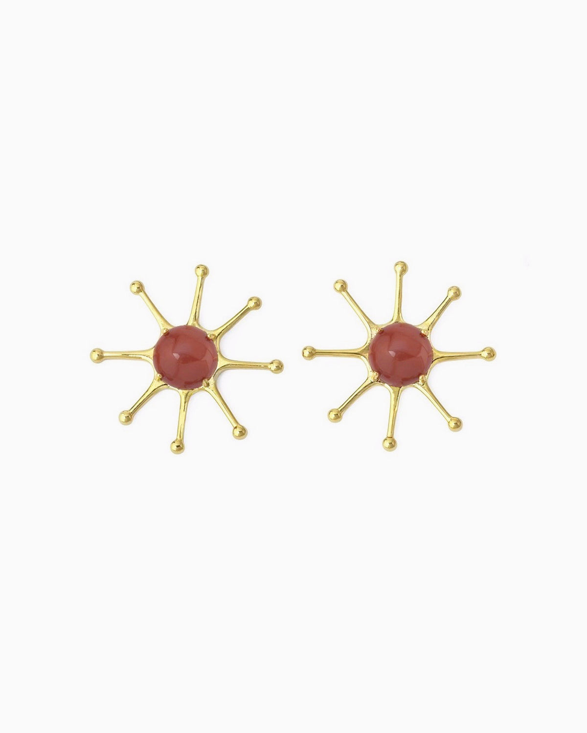 GEMSTONE SUN EARRINGS-Red Agate