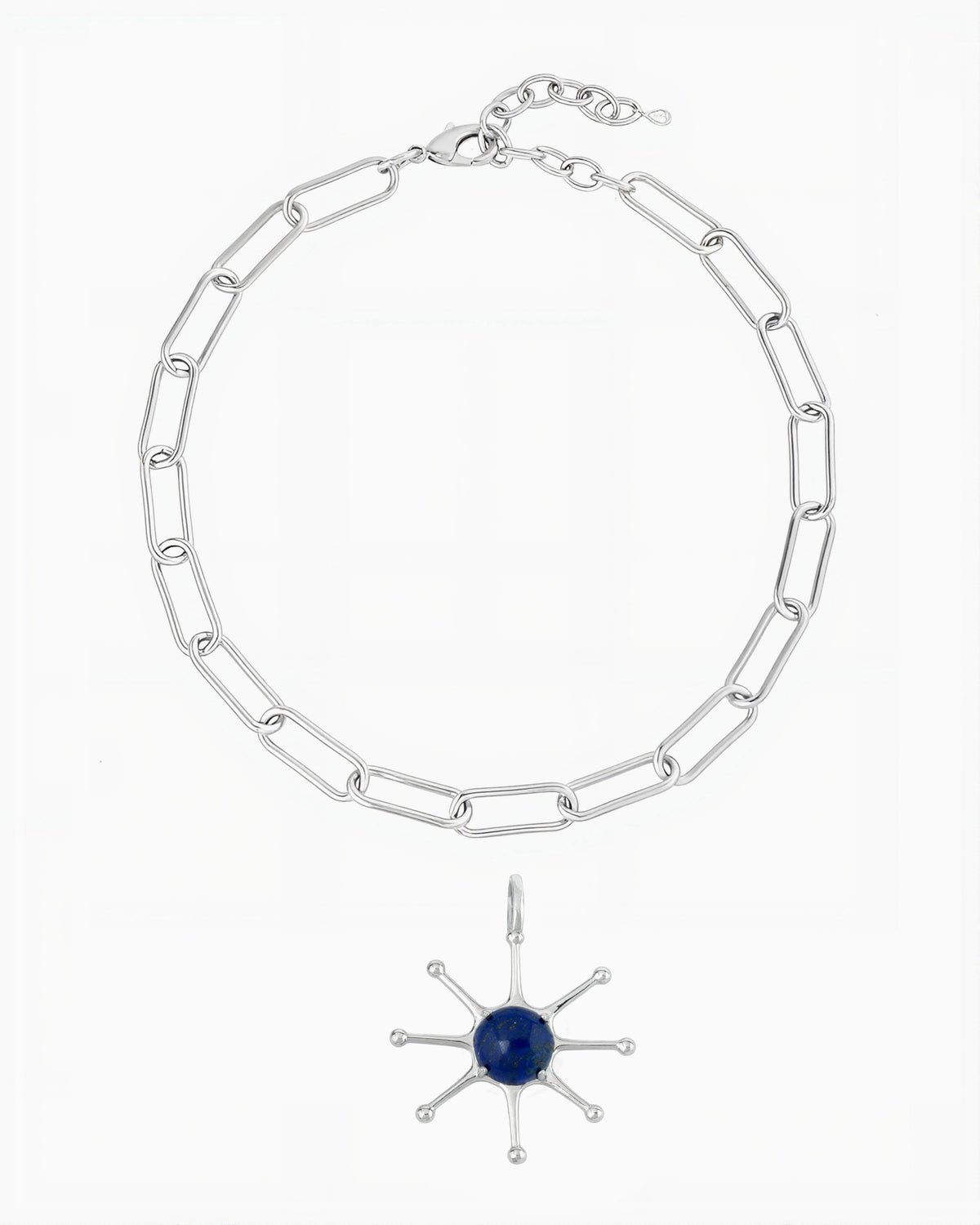 GEMSTONE SUN CHARM NECKLACE-Lapis Lazuli