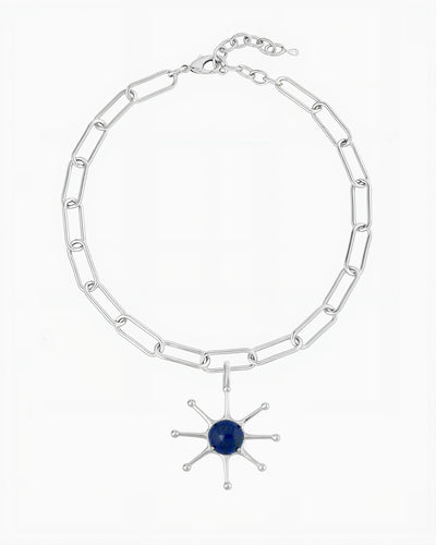 GEMSTONE SUN CHARM NECKLACE-Lapis Lazuli