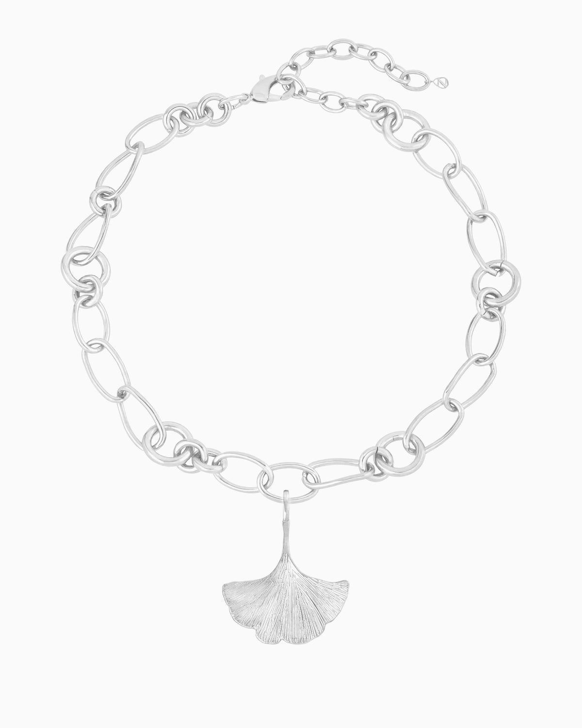 GINKGO CHARM CHAIN NECKLACE-Platinum