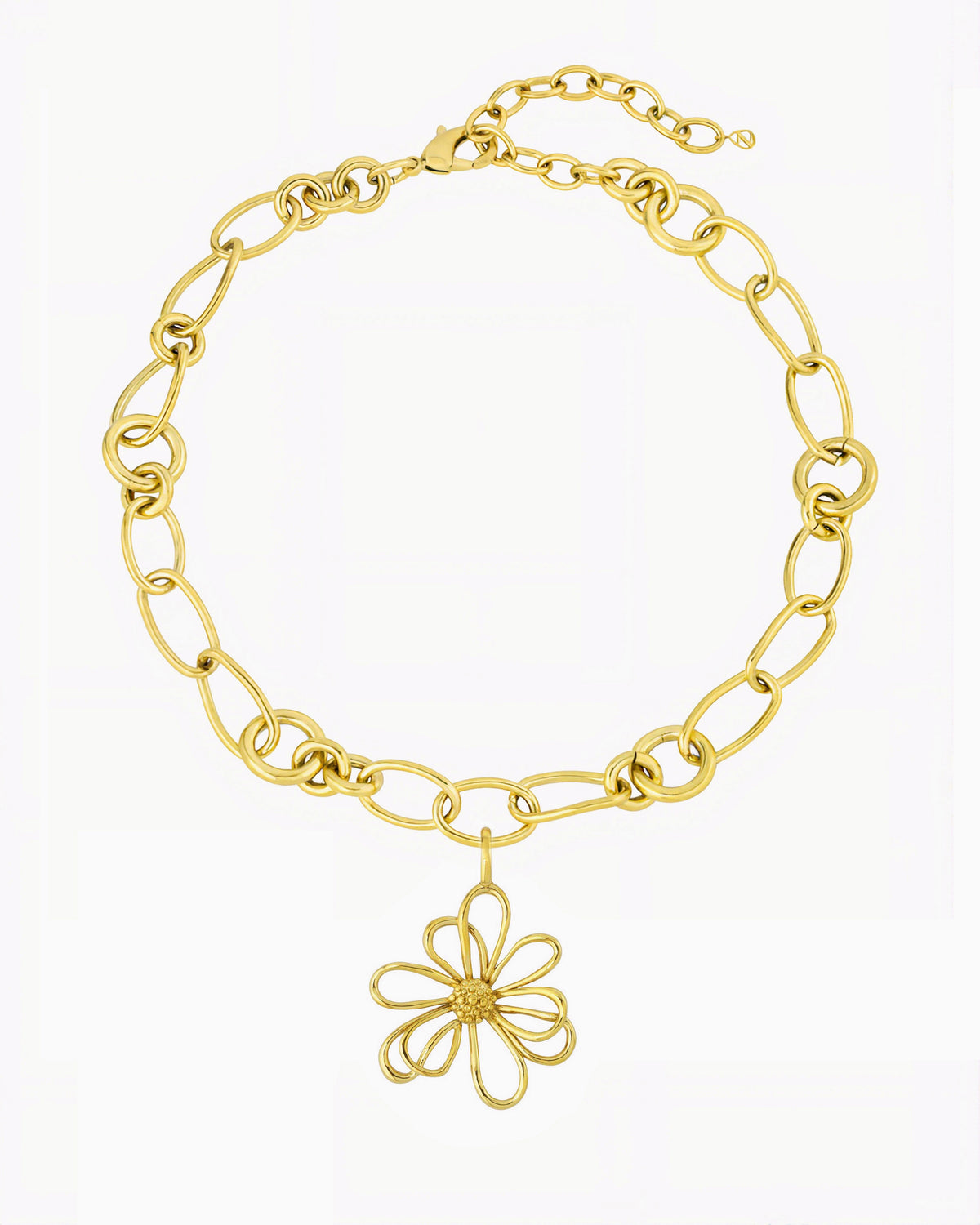 FLOWER CHARM CHAIN NECKLACE-Gold