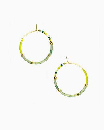 FOREST GREENS GEMSTONE HOOP EARRINGS
