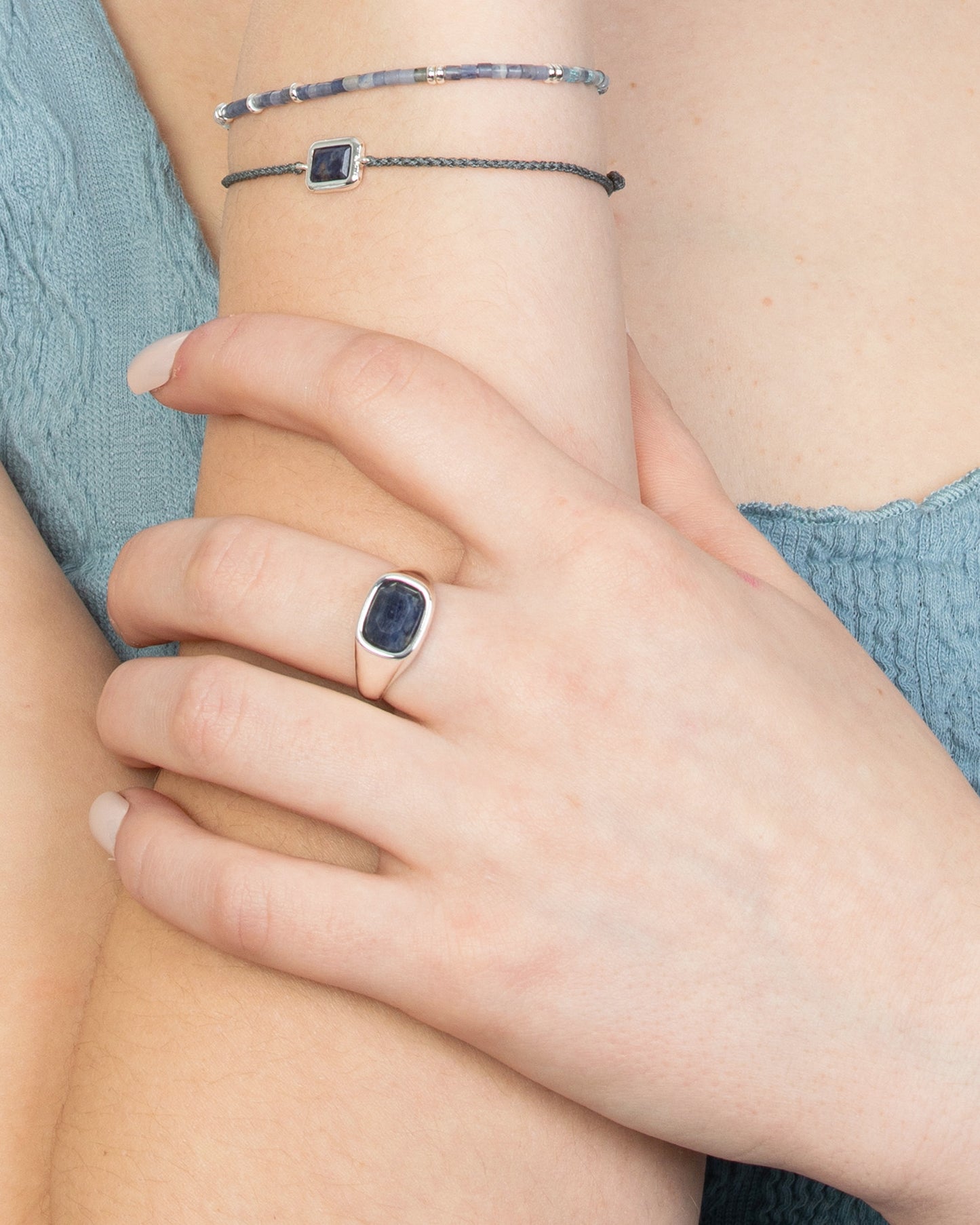 GEMSTONE SIGNET RING-Sodalite