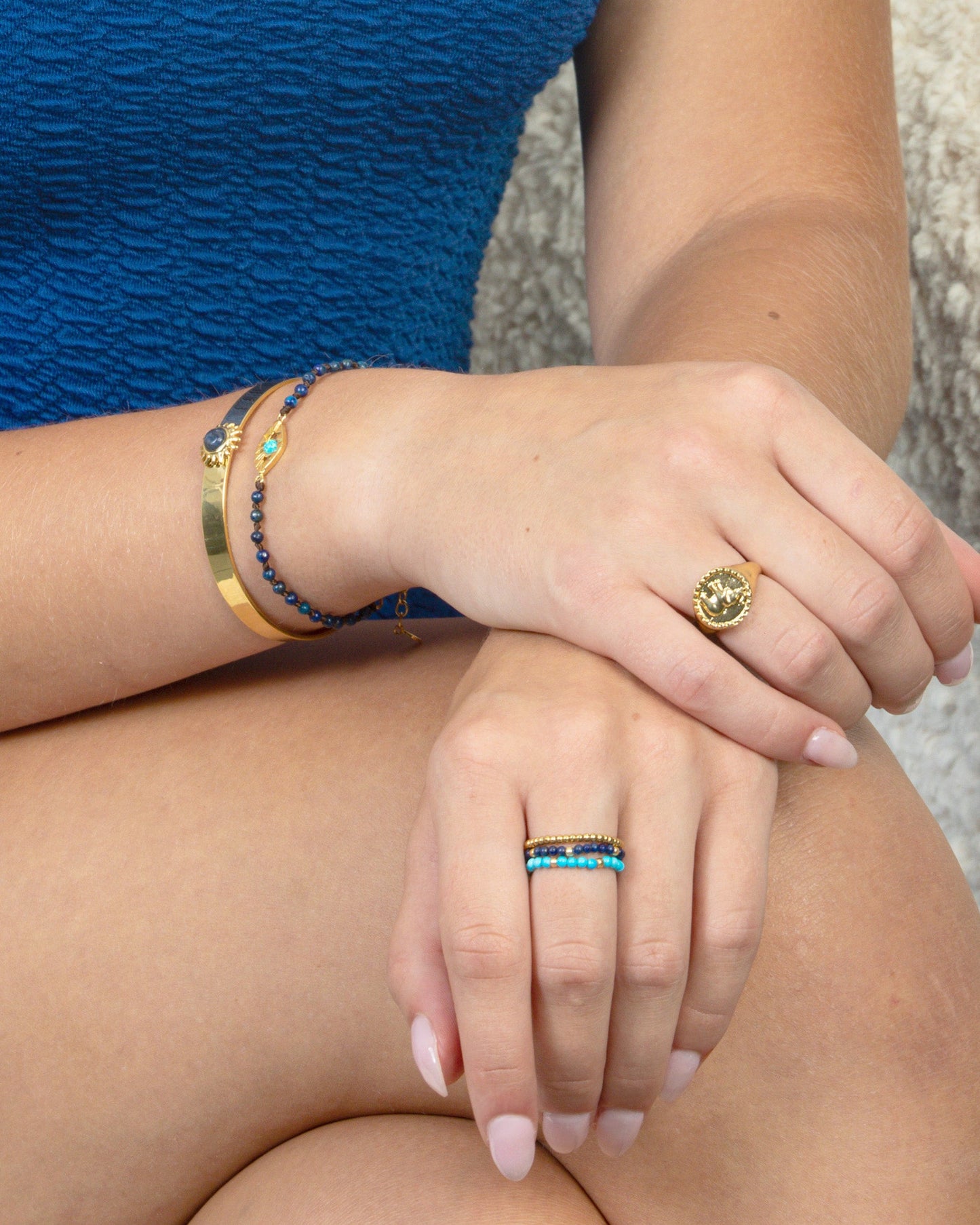 GOOD VIBE GEMSTONE BEADED STRETCH RINGS