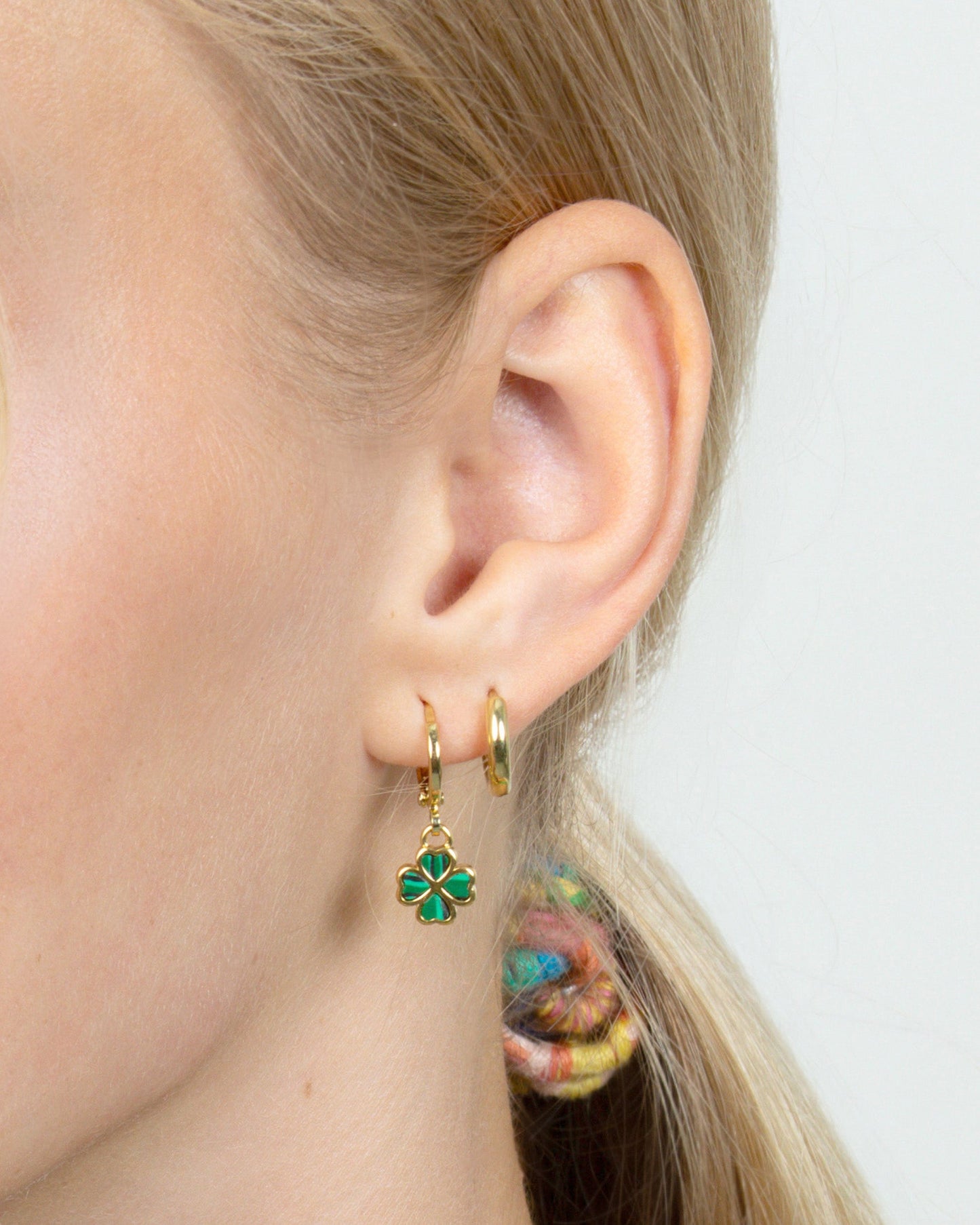 DAINTY LUCKY CLOVER HUGGIE EARRINGS
