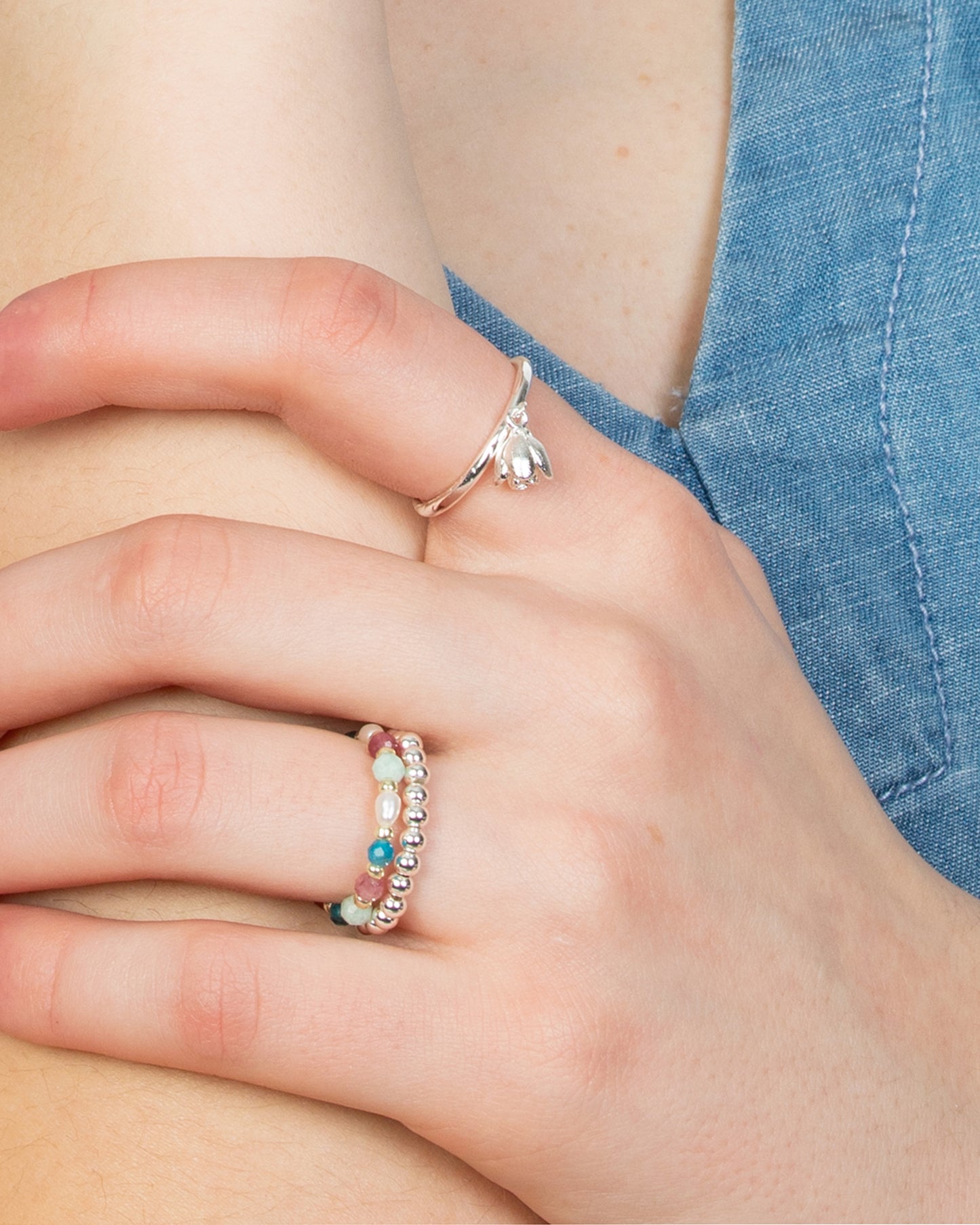 BLOSSOM GARDEN GEMSTONE STRETCH RING SET