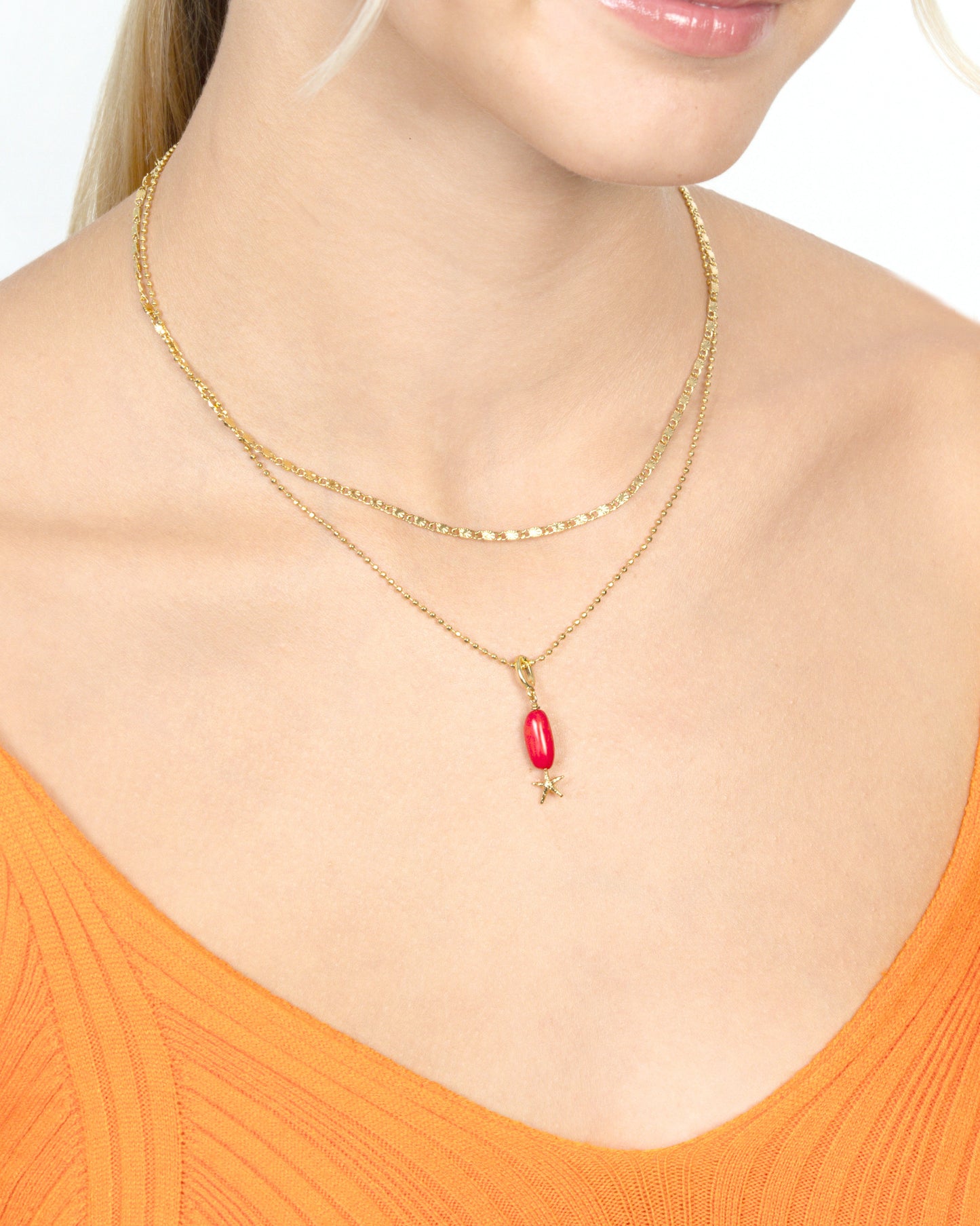 RED CORAL & STARFISH CLIP-ON CHARM