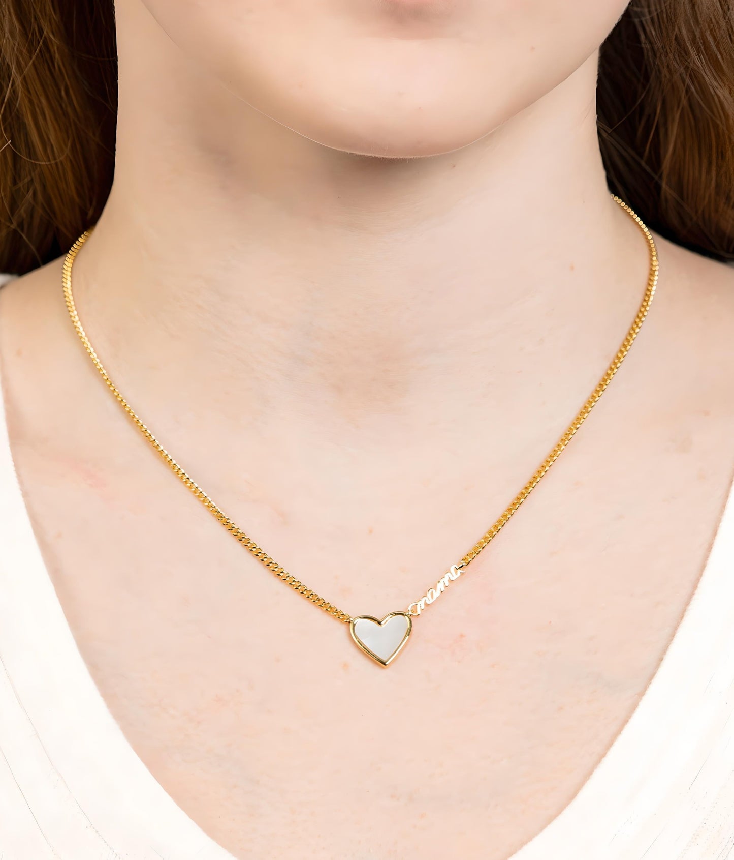 MAMA MOP INLAY HEART NECKLACE
