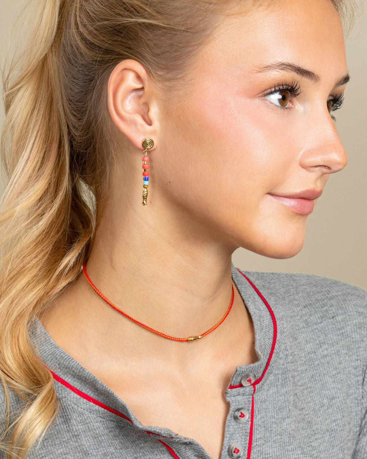 FREE SPIRIT FISH BEADED DROP EARRINGS