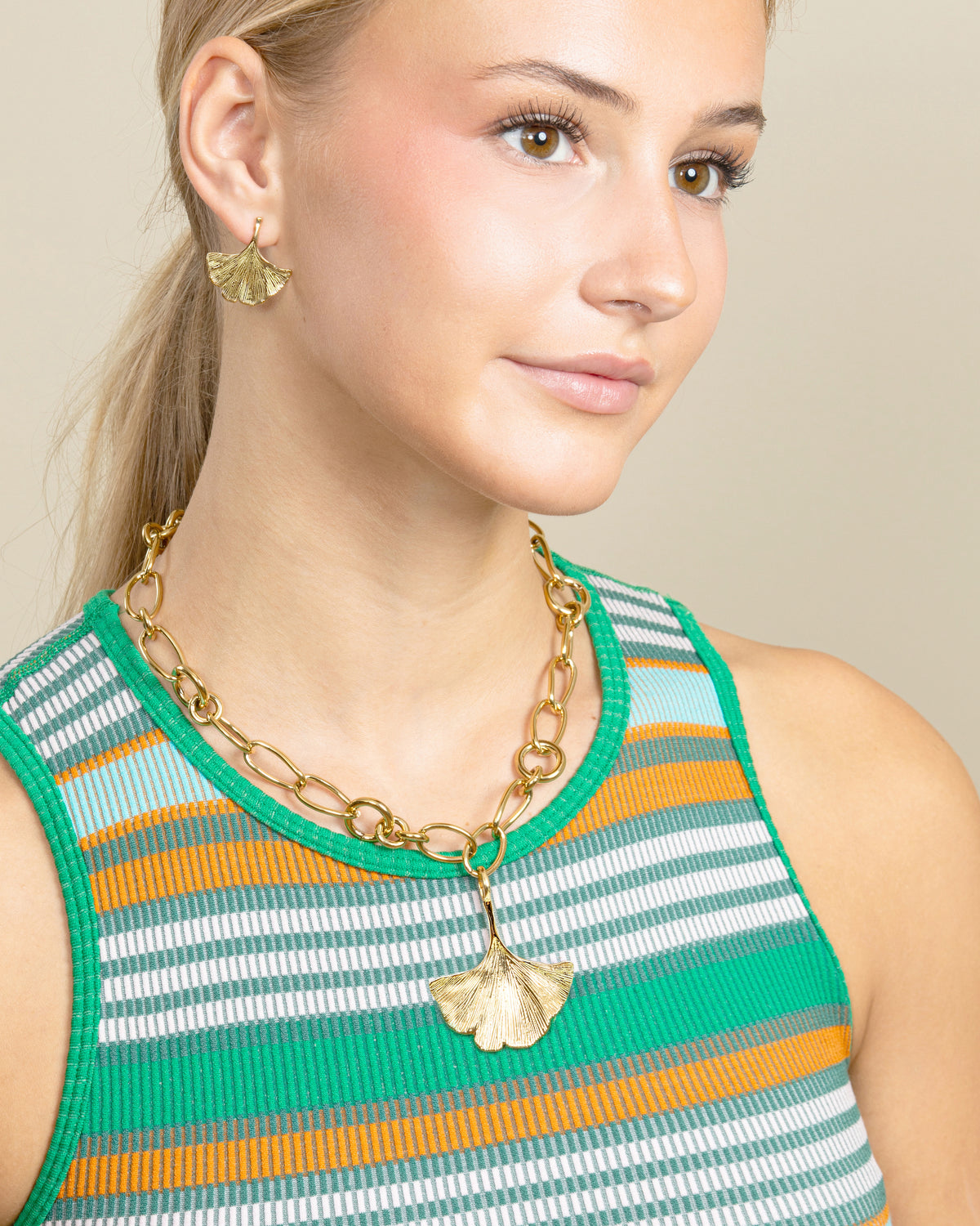 GINKGO EARRINGS-Gold