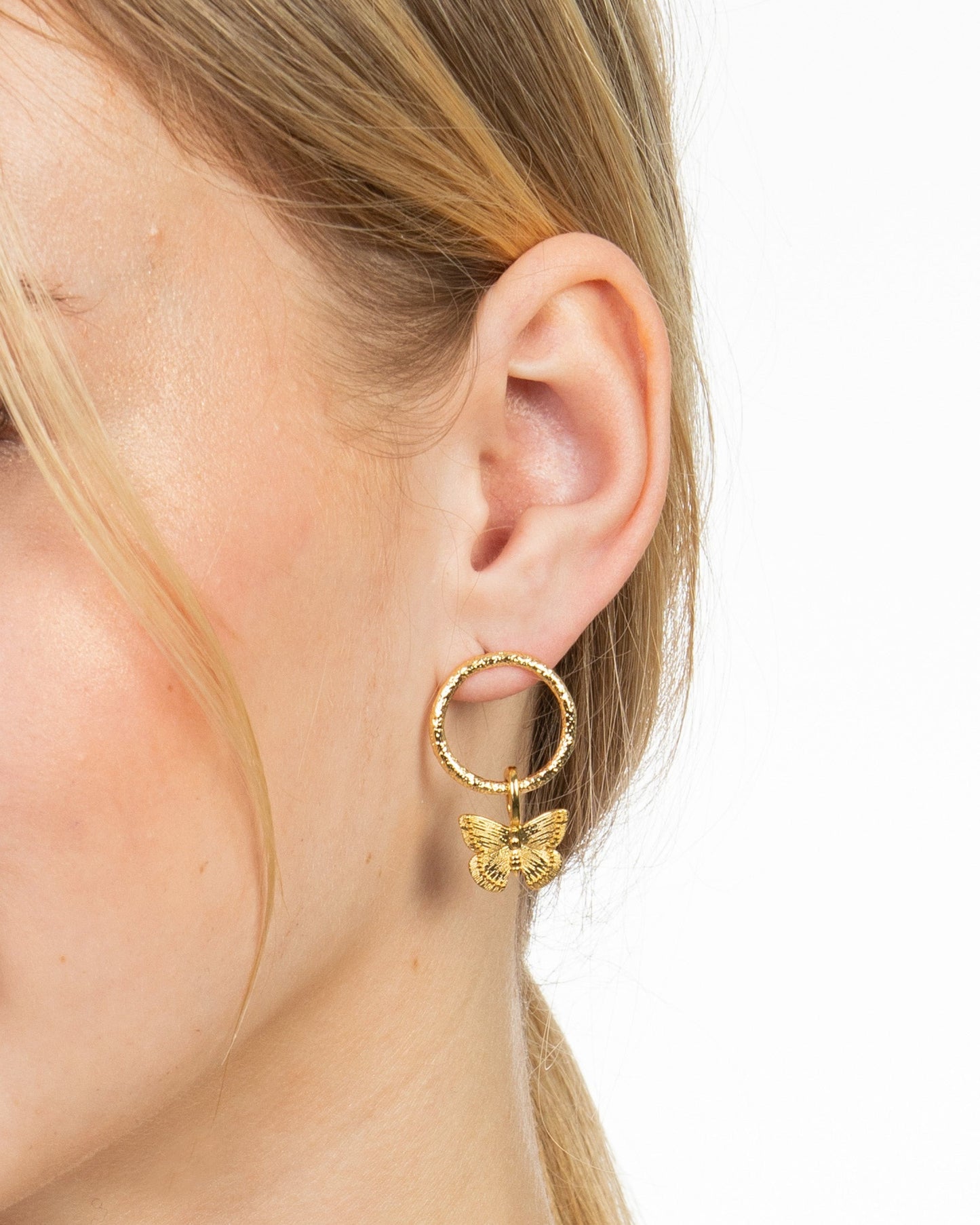 TEXTURED CIRCLE STUD EARRINGS