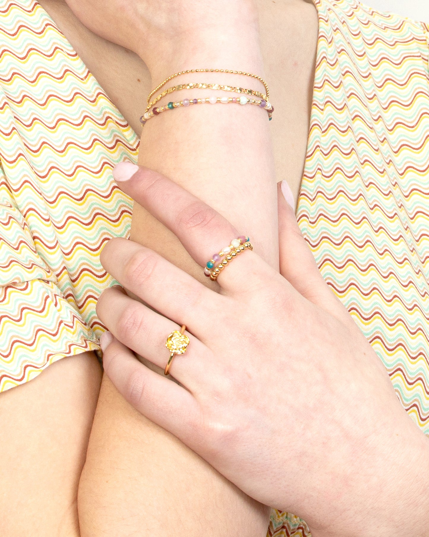BLOSSOM GARDEN GEMSTONE STRETCH RING SET