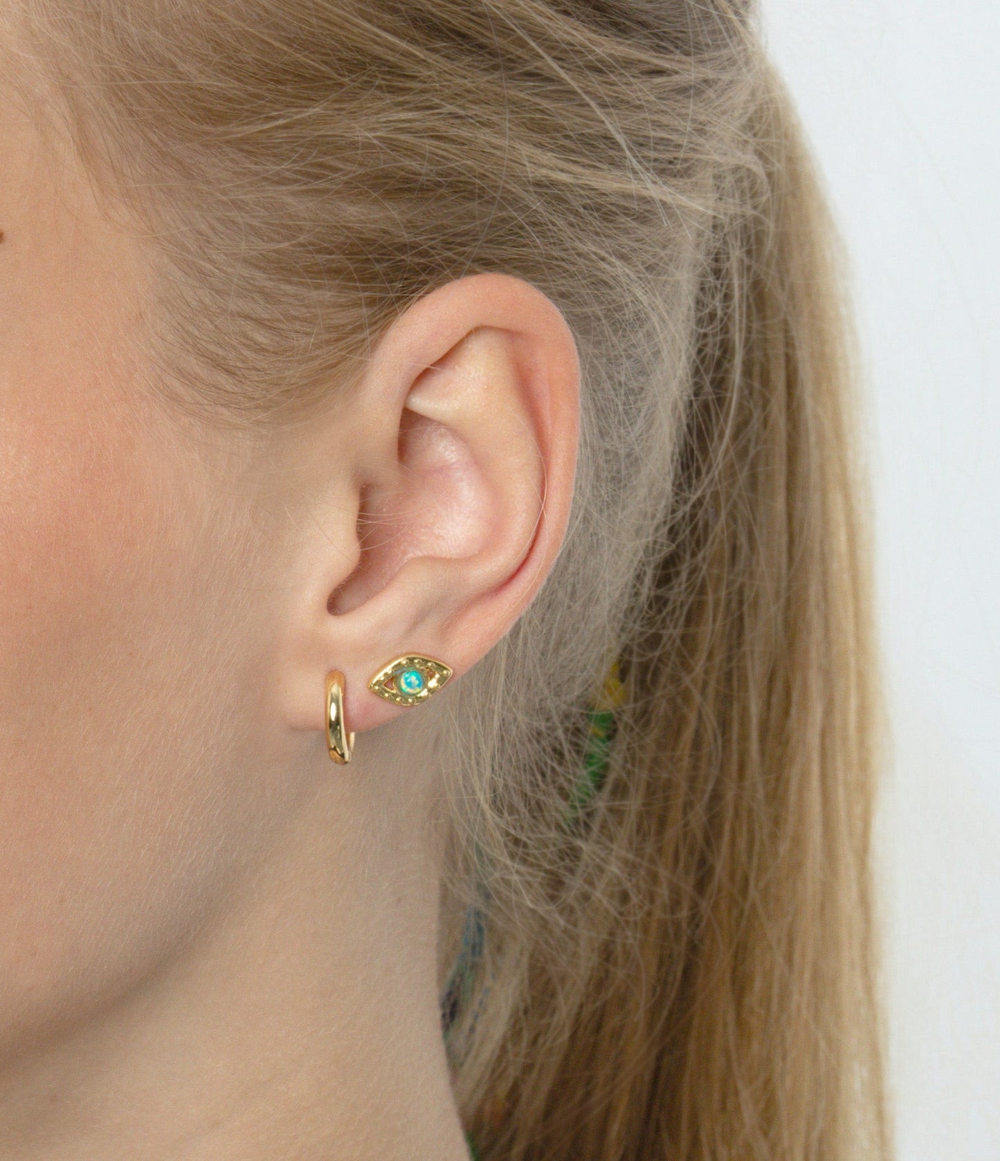 BLUE OPAL EVIL EYE STUD EARRINGS