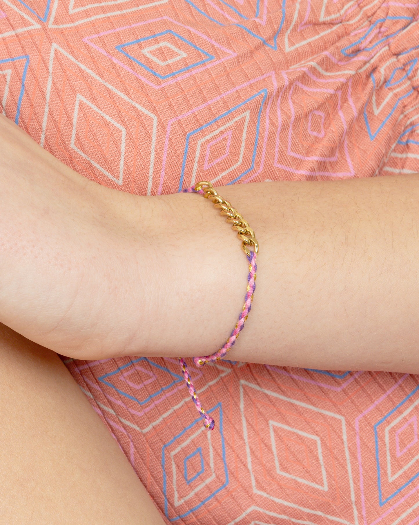 HAND BRAIDED CORD BRACELET-Orchid Blush