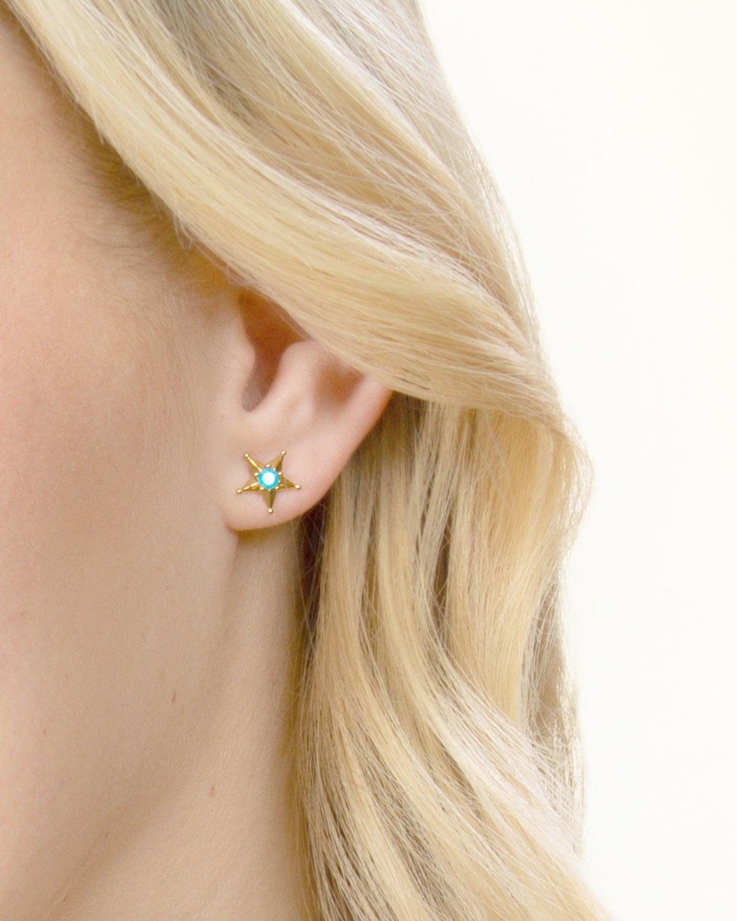 TURQUOISE STAR STUD EARRINGS