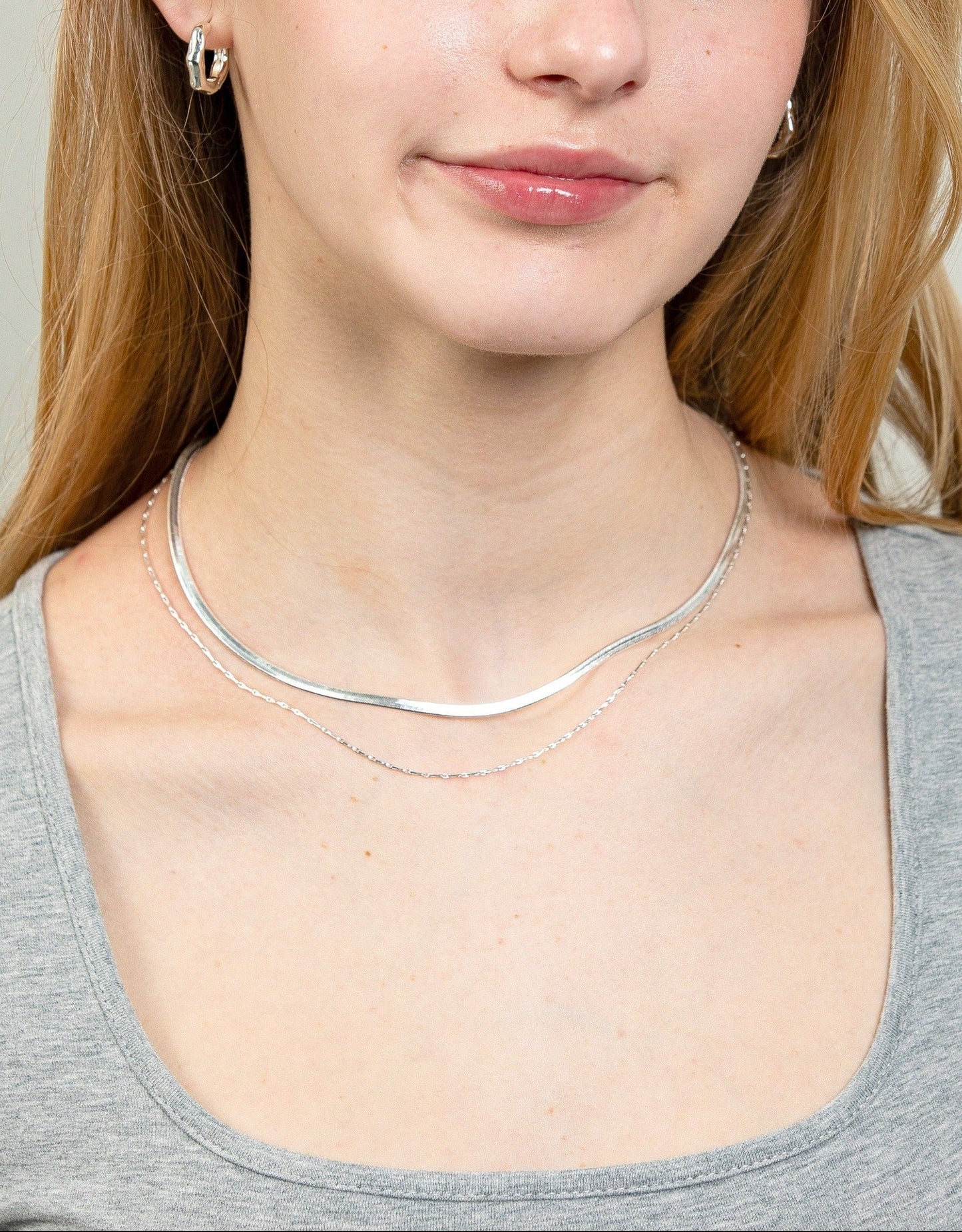 HERRINGBONE & BARLEYCORN CHAIN LAYERED NECKLACE