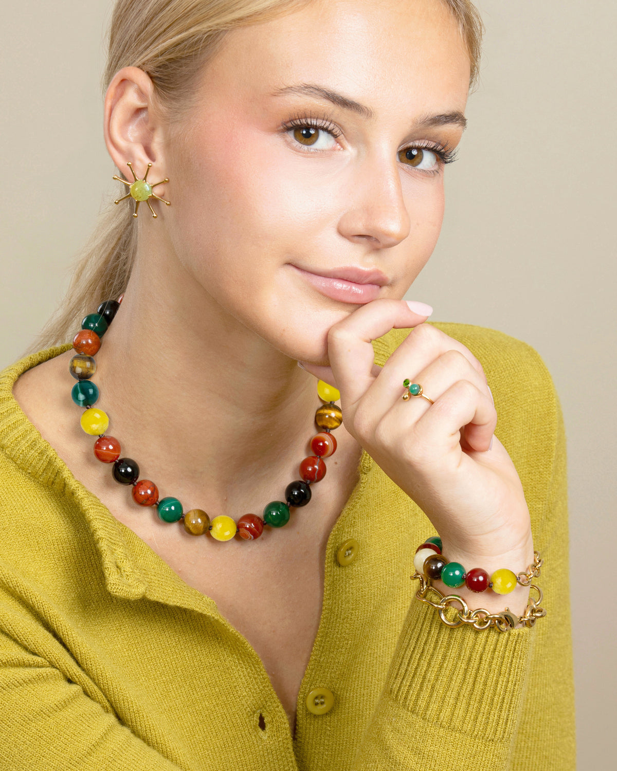 GEMSTONE BEAD BRACELET-Multi