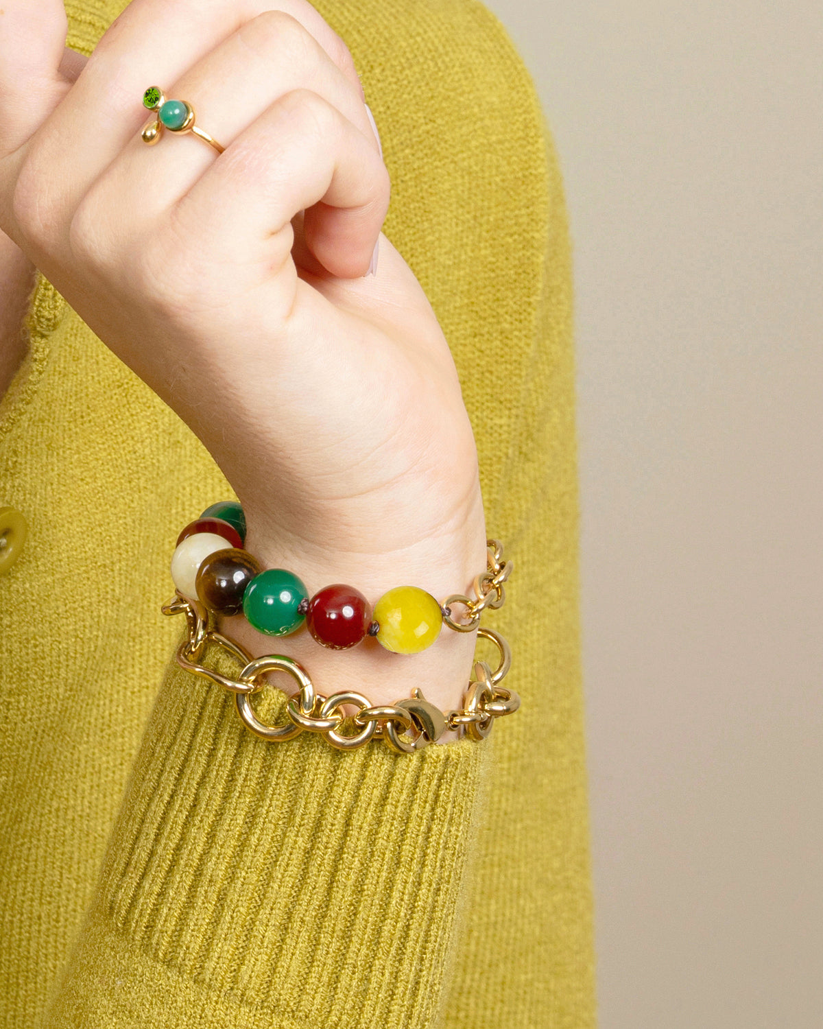 GEMSTONE BEAD BRACELET-Multi