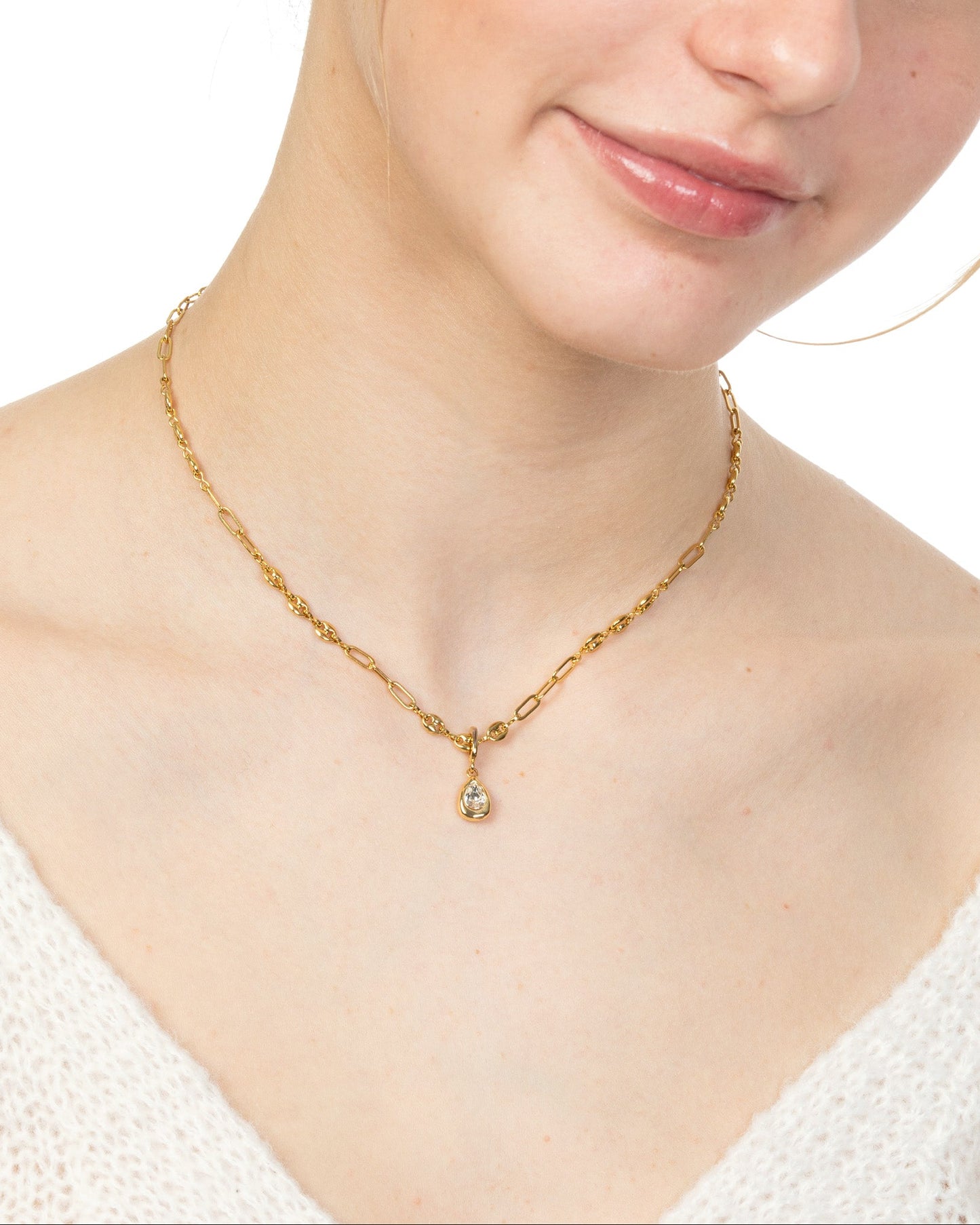 MIXED PAPERCLIP CHAIN CHOKER NECKLACE