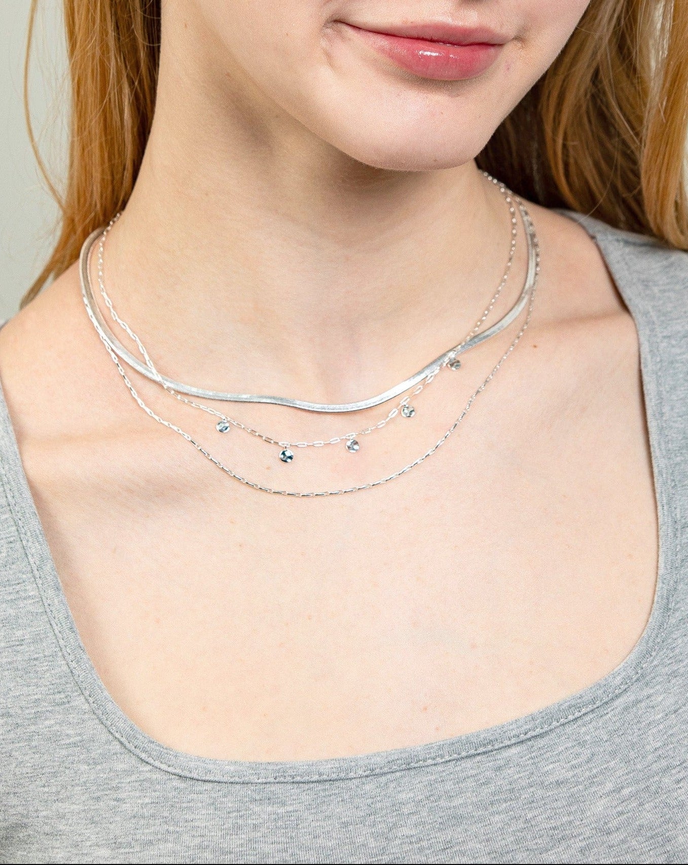 HERRINGBONE & BARLEYCORN CHAIN LAYERED NECKLACE