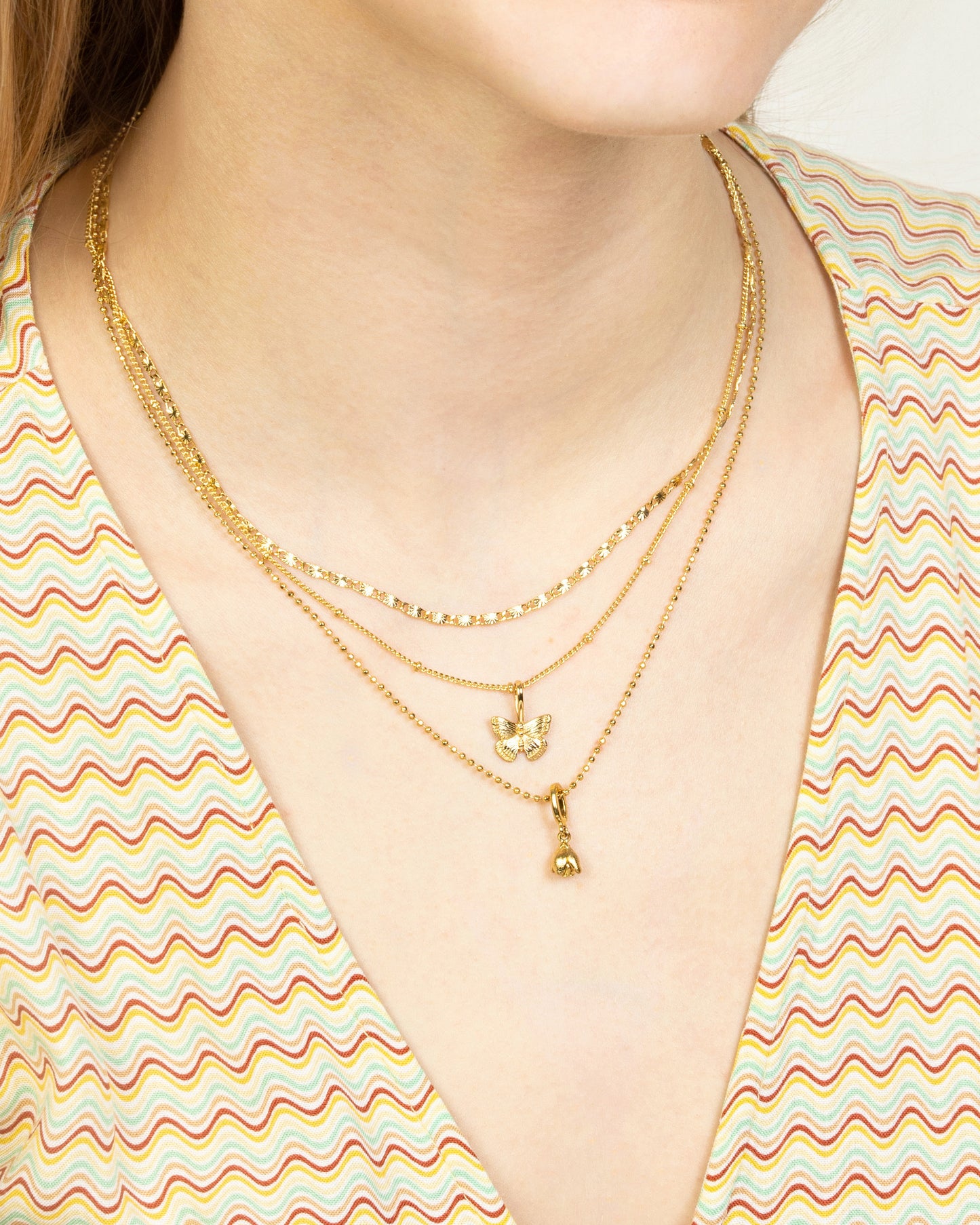 SUNBURST & BALL CHAIN LAYERED NECKLACE